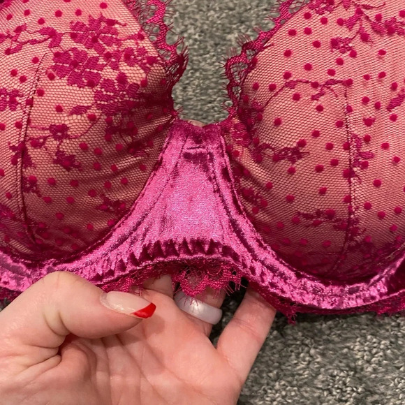 New! Victoria’s Secret Dream Angels Lined Demi Purple Pink Velvet Lace Bra 16140 - Picture 5 of 13